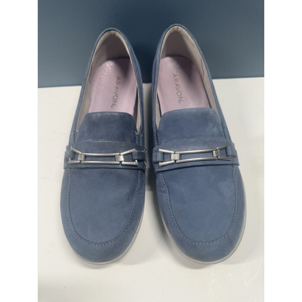 Aravon Loafer Shoes‎ Women’s 8 Blue Suede Leather Toe Slip On C10140 Elvis